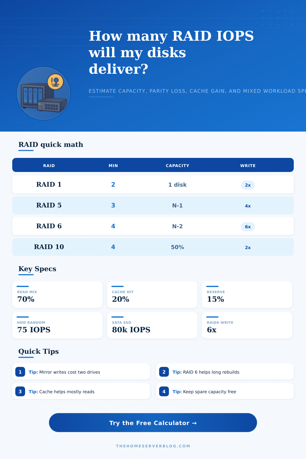 Disk RAID and IOPS Calculator for Home Servers