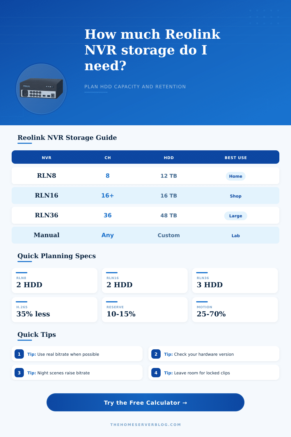 Reolink NVR Storage Calculator