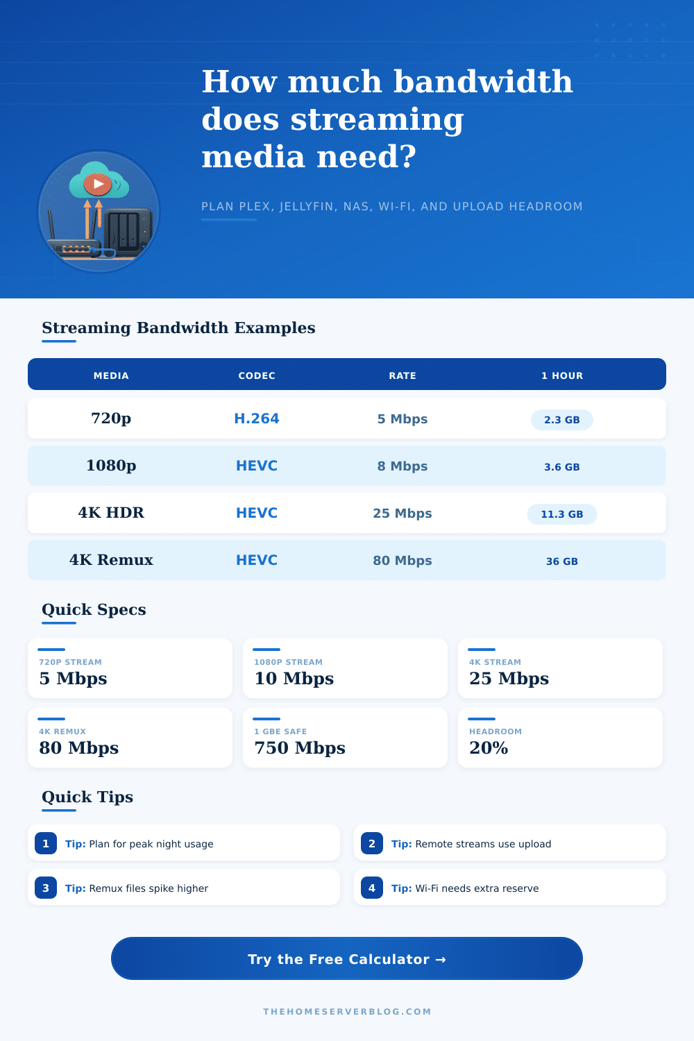 Streaming Media Bandwidth Calculator