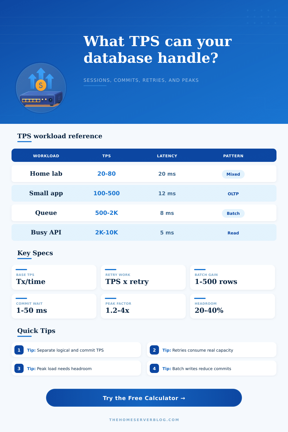 Transaction Per Second Calculator for Databases
