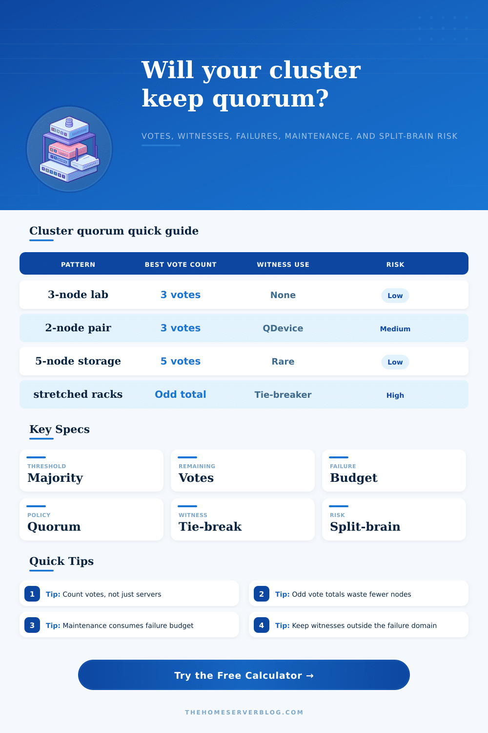 Cluster Quorum Calculator for Home Labs and Small HA Clusters