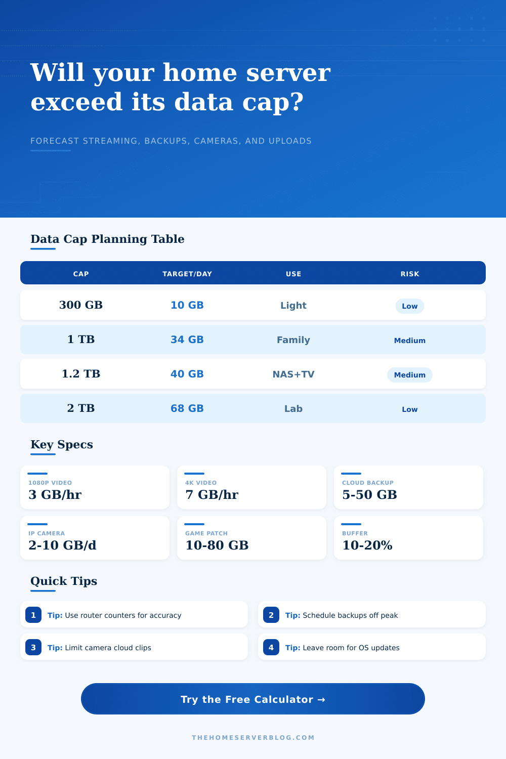 Data Cap Overage Calculator for Home Servers