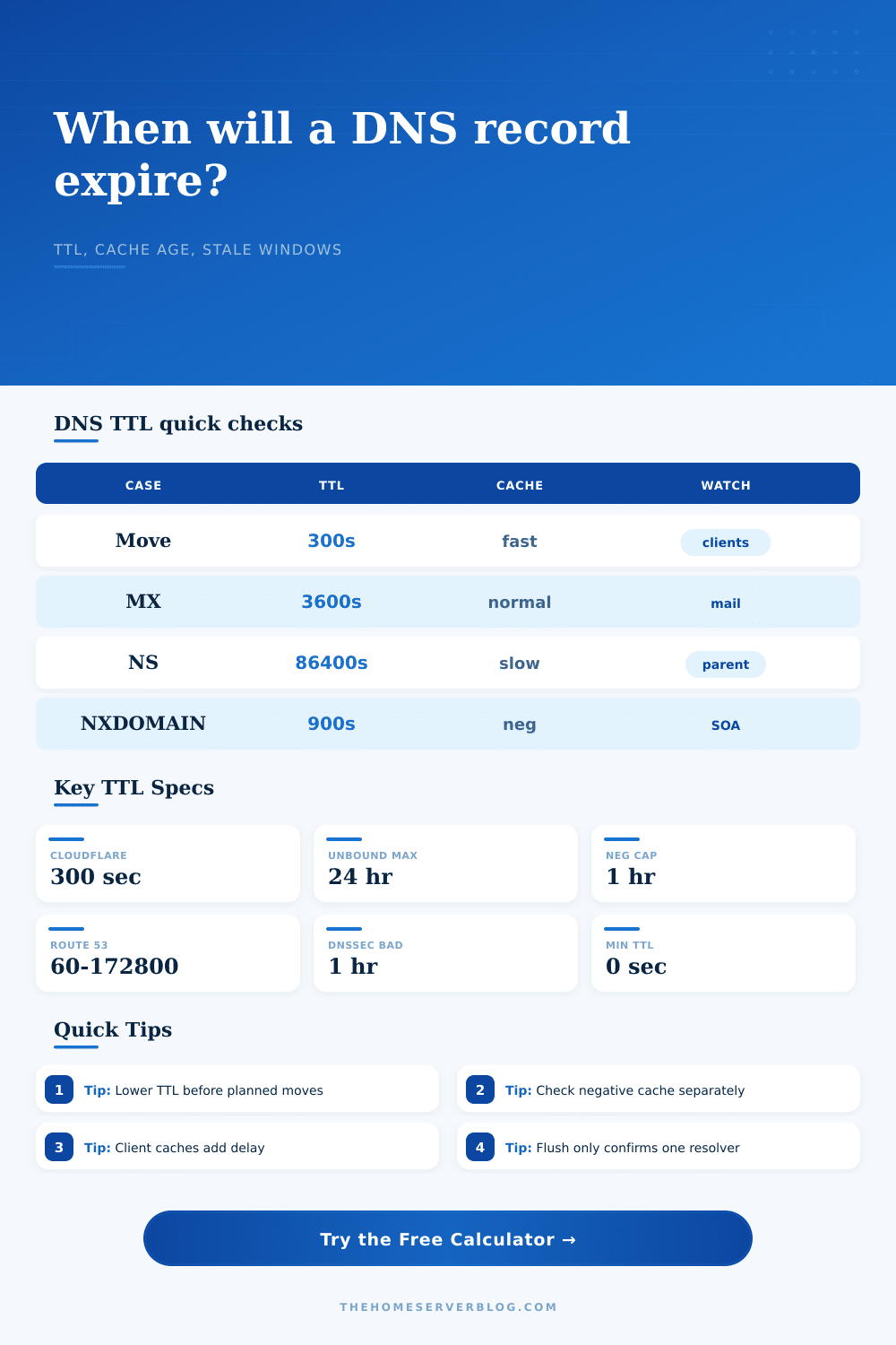 DNS Record TTL Expiry Calculator