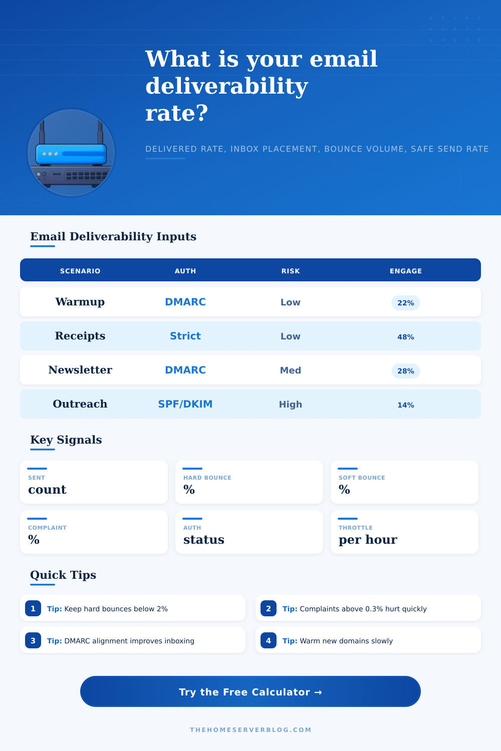 Email Deliverability Rate Calculator