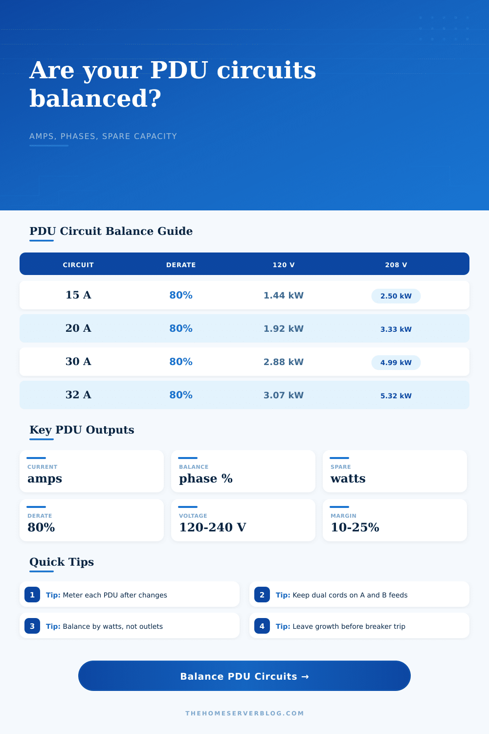 PDU Circuit Balancing Calculator