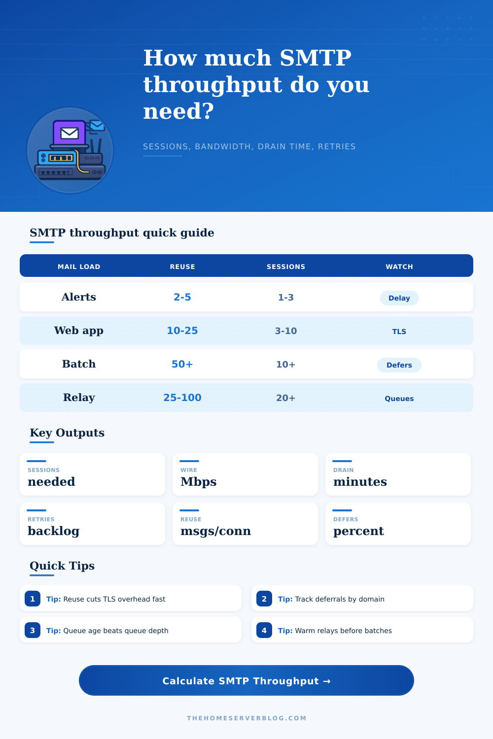 SMTP Throughput Calculator for Mail Servers